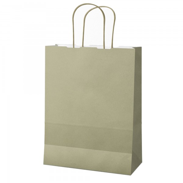 Shopper Twisted - maniglie cordino - 26 x 11 x 34,5 cm - carta kraft - salvia - Mainetti Bags - conf. 25 pezzi