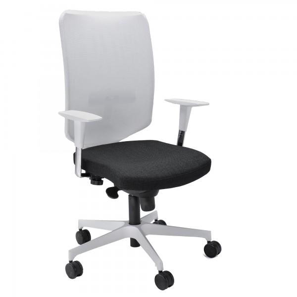 Poltrona semidirezionale Newair NWB - con braccioli regolabili - nero/bianco - Unisit Poltrona semidirezionale Newair NWB - con braccioli regolabili - nero/bianco - Unisit