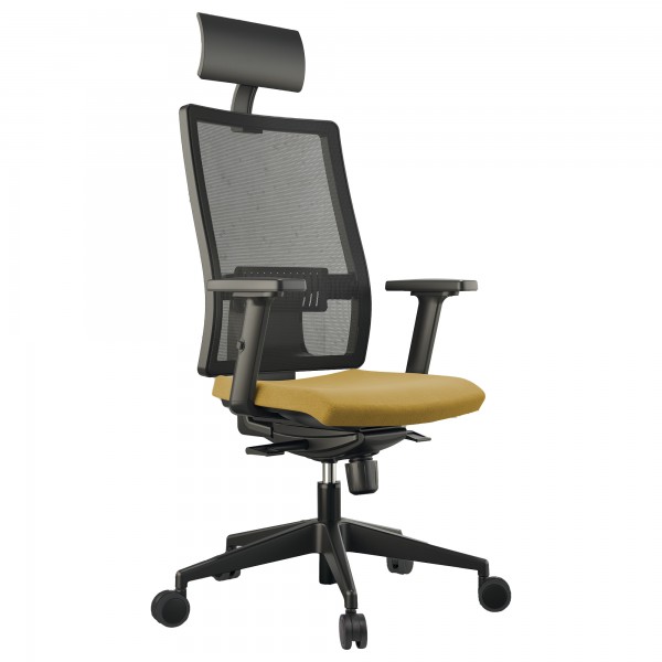 Seduta operativa Nereide NDAEPG - con braccioli regolabili e poggiatesta - ocra - Unisit Seduta operativa Nereide NDAEPG - con braccioli regolabili e poggiatesta - ocra - Unisit