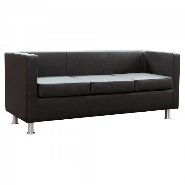 Divanetto Pragma PR3 - 3 posti - con braccioli inclusi - similpelle - nero - Unisit Divanetto Pragma PR3 - 3 posti - con braccioli inclusi - similpelle - nero - Unisit