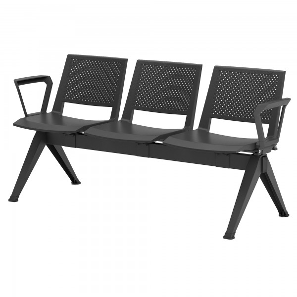 Panca attesa Kentra KE3P - 3 posti - con braccioli fissi - nero - Unisit Panca attesa Kentra KE3P - 3 posti - con braccioli fissi - nero - Unisit