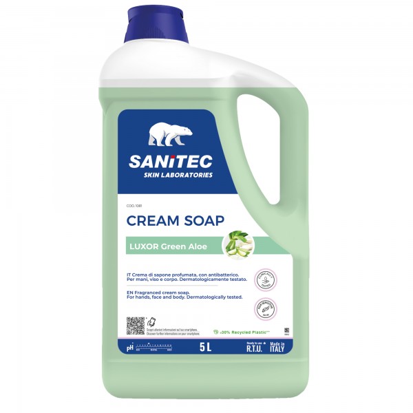 Crema di sapone Luxor Green Aloe - tanica 5 L - aloe verde - Sanitec Crema di sapone Luxor Green Aloe - tanica 5 L - aloe verde - Sanitec