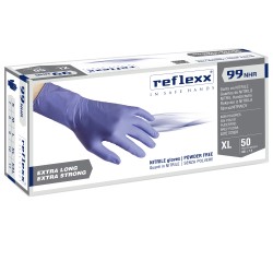 Guanti in nitrile ultra resist R99 - manichetta lunga - tg M - indaco - Reflexx - conf. 50 pezzi