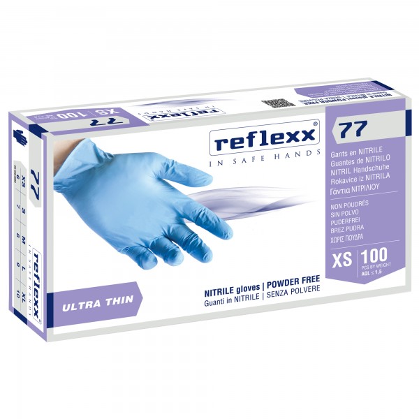 Guanti in nitrile R77 - tg S - azzurro - Reflexx - conf. 100 pezzi