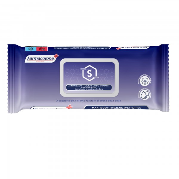 Salviette maxi igiene corpo Silver Asset - idratanti - Farmacotone - conf. 40 pezzi Salviette maxi igiene corpo Silver Asset - idratanti - Farmacotone - conf. 40 pezzi