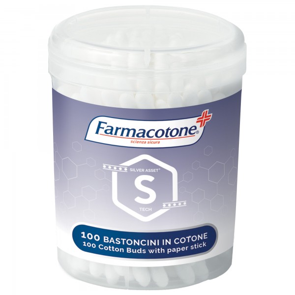 Bastoncini cotonati Silver Asset - in barattolo - Farmacotone - conf. 100 pezzi Bastoncini cotonati Silver Asset - in barattolo - Farmacotone - conf. 100 pezzi