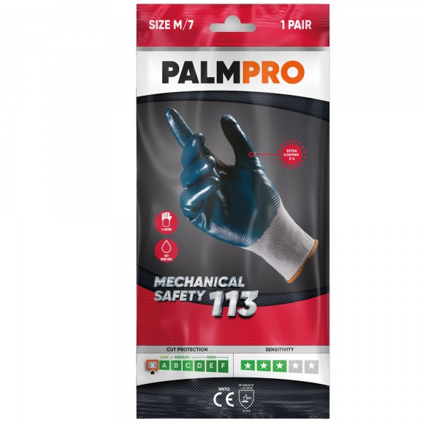 Guanti mechanical Safety Palmpro 113 - per ambienti oleosi - taglia L - grigio/blu - Icoguanti Guanti mechanical Safety Palmpro 113 - per ambienti oleosi - taglia L - grigio/blu - Icoguanti