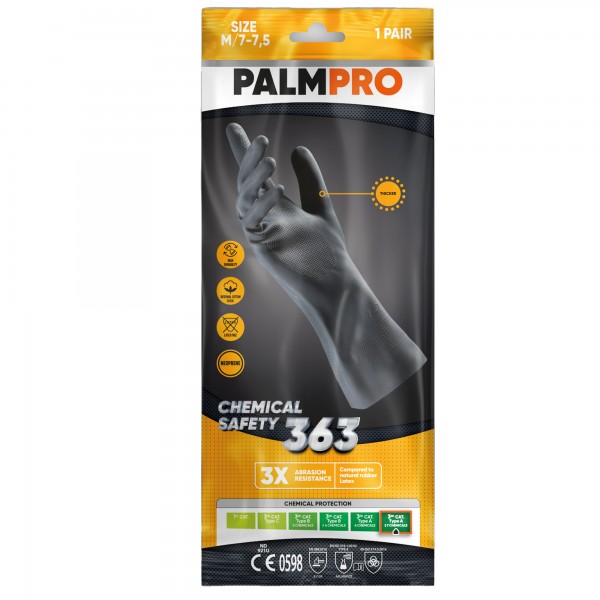 Guanti chemical Safety Palmpro 363 - taglia L - nitrile - nero - Icoguanti Guanti chemical Safety Palmpro 363 - taglia L - nitrile - nero - Icoguanti