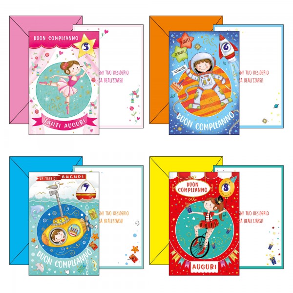 Biglietto Buon Compleanno - con ruota numerata tema bambini - 4 soggetti assortiti - Kartos Biglietto Buon Compleanno - con ruota numerata tema bambini - 4 soggetti assortiti - Kartos