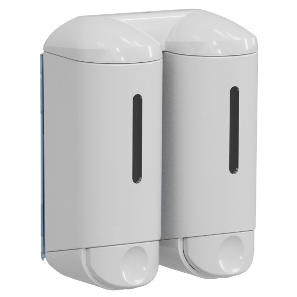 Dispenser a muro Double Shower Small - per hotel - 0,17 L - bianco - Mar Plast Dispenser a muro Double Shower Small - per hotel - 0,17 L - bianco - Mar Plast