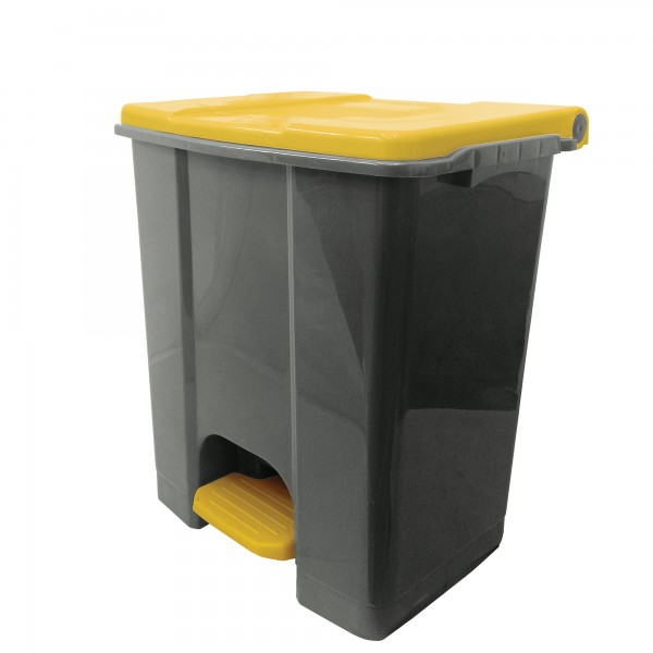 Contenitore mobile Ecoconti - a pedale - 60 L - plastica riciclata - grigio/giallo - Medial International Contenitore mobile Ecoconti - a pedale - 60 L - plastica riciclata - grigio/giallo - Medial International