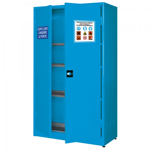 Armadio di sicurezza - per liquidi chimici - 107,5 x 50 x 185 cm - blu - Carvel Armadio di sicurezza - per liquidi chimici - 107,5 x 50 x 185 cm - blu - Carvel