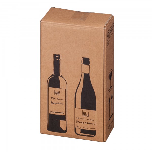 Scatola Wine Pack - 2 bottiglie - 20,4 x 10,8 x 36,8 cm - cartone doppia onda - avana - Bong Packaging - conf. 10 pezzi Scatola Wine Pack - 2 bottiglie - 20,4 x 10,8 x 36,8 cm - cartone doppia onda - avana - Bong Packaging - conf. 10 pezzi