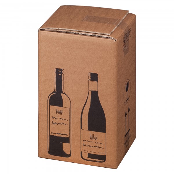 Scatola Wine Pack - 4 bottiglie - 21,2 x 20,4 x 36,8 cm - cartone doppia onda - avana - Bong Packaging - conf. 10 pezzi