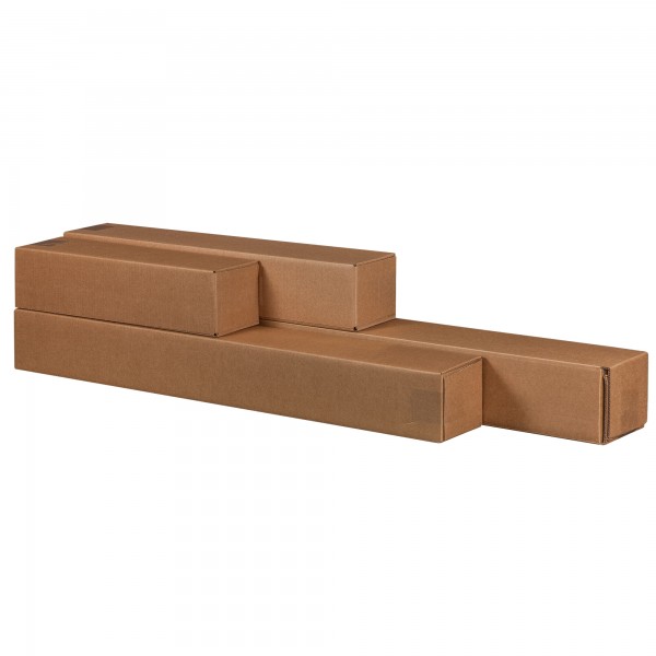 Scatola a tubo Square Box - chiusura a nastro - 10,5 x 10,5 x 63 cm - cartone microonda - avana - Bong Packaging - conf. 10 pezzi