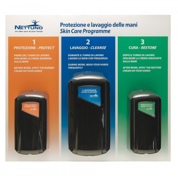 Pannello per protezione e lavaggio delle mani - con 3 dispenser - 67,4 x 60 x 1 cm - Nettuno Pannello per protezione e lavaggio delle mani - con 3 dispenser - 67,4 x 60 x 1 cm - Nettuno