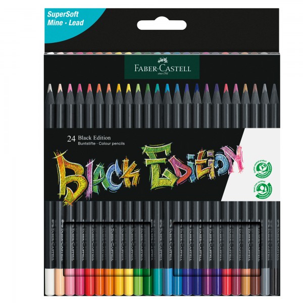 Matite colorate triangolare Black Edition - colori assortiti - Faber-Castell - conf.24 pezzi Matite colorate triangolare Black Edition - colori assortiti - Faber-Castell - conf.24 pezzi
