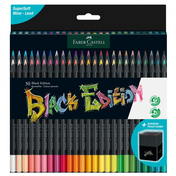 Matite colorate triangolare Black Edition - colori assortiti - Faber-Castell - conf. 50 pezzi Matite colorate triangolare Black Edition - colori assortiti - Faber-Castell - conf. 50 pezzi