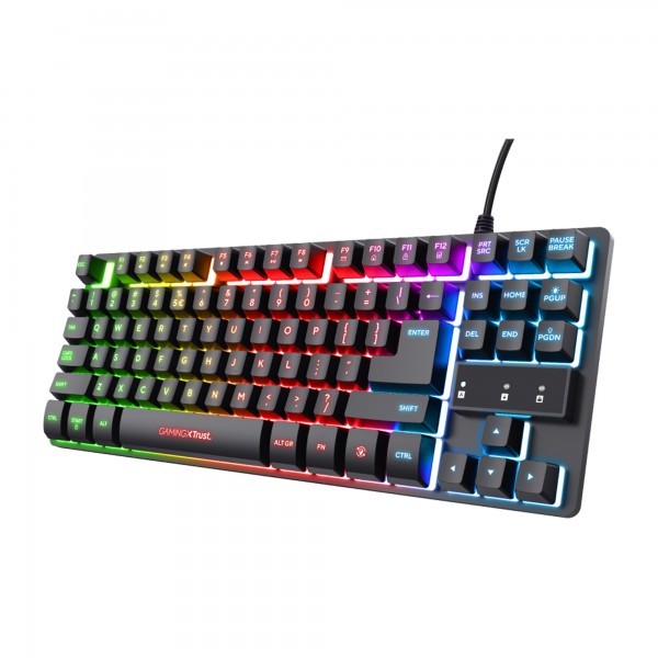 Tastiera gaming GX833 Thado - con illuminazione LED multicolore - metallo - nero -Trust Tastiera gaming GX833 Thado - con illuminazione LED multicolore - metallo - nero -Trust