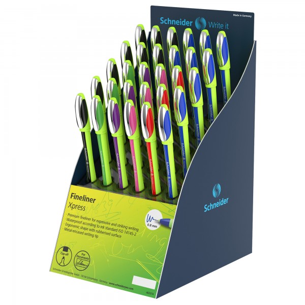 Fineliner premium Xpress 08 - colori assortiti - Schneider - expo 30 pezzi Fineliner premium Xpress 08 - colori assortiti - Schneider - expo 30 pezzi
