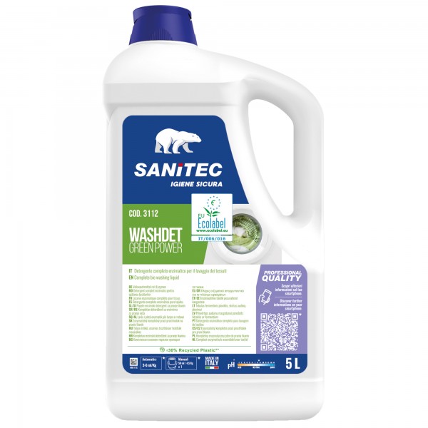 Detersivo liquido lavatrice Washdet Green Power - 5 L - Sanitec Detersivo liquido lavatrice Washdet Green Power - 5 L - Sanitec