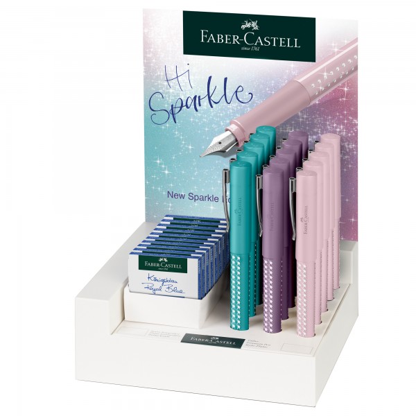 Espositore 15 penne stilografiche Sparkle + 10 conf. cartucce - Faber Castell