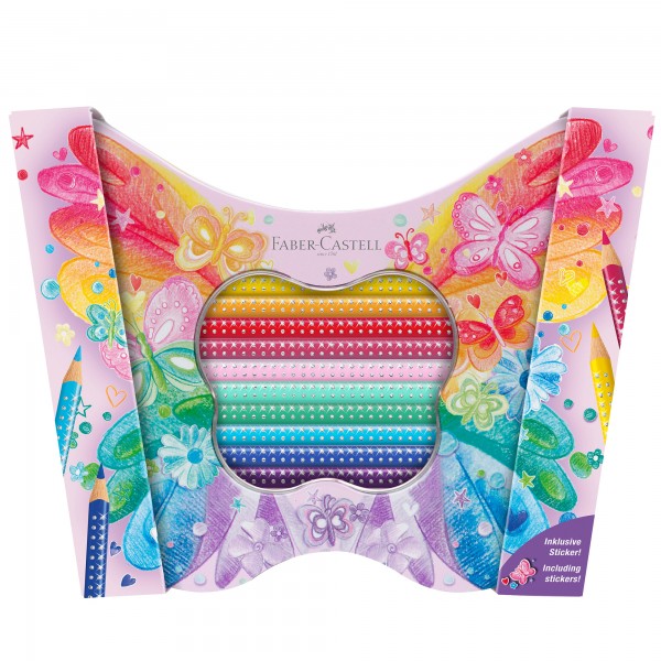 Astuccio Farfalla matite colorate Sparkle - colori assortiti - Faber Castell - conf. 20 pezzi