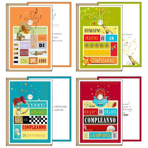 Biglietto auguri Buon Compleanno - con ruota tema maschile - 4 soggetti assortiti - Kartos Biglietto auguri Buon Compleanno - con ruota tema maschile - 4 soggetti assortiti - Kartos