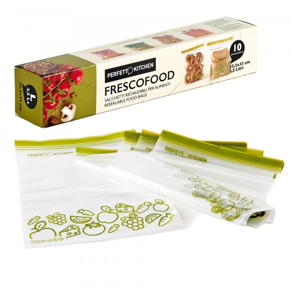Buste per alimenti FrescoFood - large - 25,5 x 33 cm - PE - Perfetto - conf. 10 pezzi Buste per alimenti FrescoFood - large - 25,5 x 33 cm - PE - Perfetto - conf. 10 pezzi