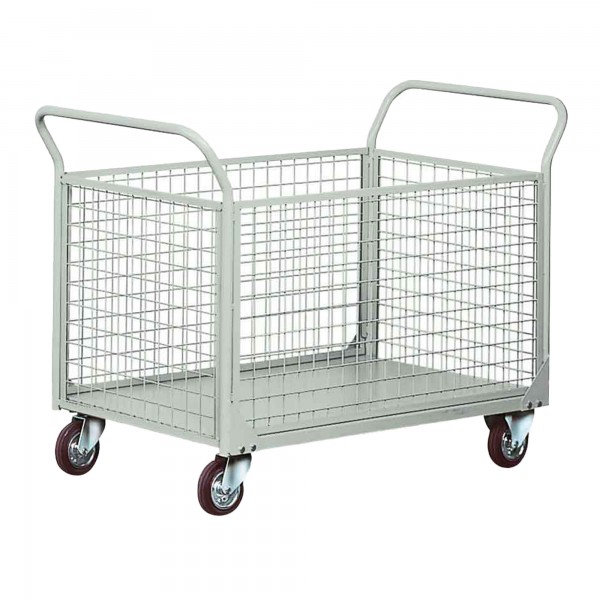 Carrello da lavoro - 4 sponde rete - laterali asportabili - 300 kg - grigio - Tecnotelai Carrello da lavoro - 4 sponde rete - laterali asportabili - 300 kg - grigio - Tecnotelai