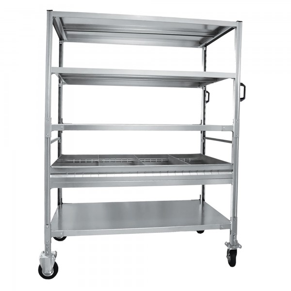 Carrello da lavoro - 4 piani - con vaschetta - 131 x 67 x 165,5 cm - 250 kg - zincato - Tecnotelai Carrello da lavoro - 4 piani - con vaschetta - 131 x 67 x 165,5 cm - 250 kg - zincato - Tecnotelai