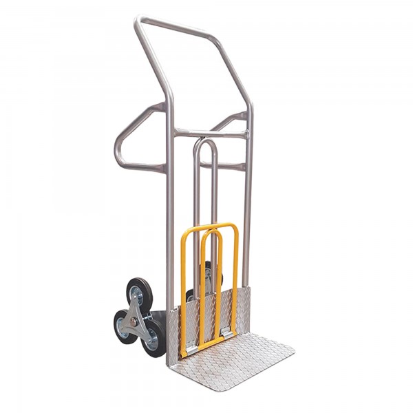 Carrello saliscale - 50 x 40 x 132 cm - max 280 kg - acciaio - grigio/giallo - Tecnotelai Carrello saliscale - 50 x 40 x 132 cm - max 280 kg - acciaio - grigio/giallo - Tecnotelai