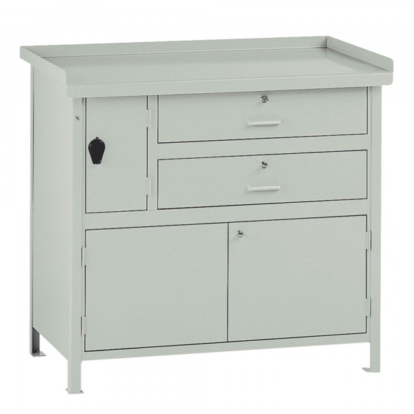 Banco da lavoro - con 2 cassetti e 1 vano - 100 x 67 x 90 cm - grigio - Tecnotelai Banco da lavoro - con 2 cassetti e 1 vano - 100 x 67 x 90 cm - grigio - Tecnotelai