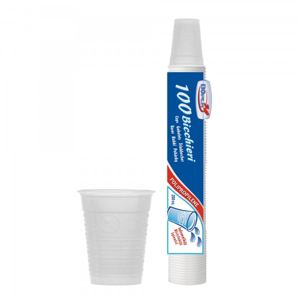 Bicchieri - monouso - 200 ml - bianco - Dopla - conf. 100 pezzi Bicchieri - monouso - 200 ml - bianco - Dopla - conf. 100 pezzi