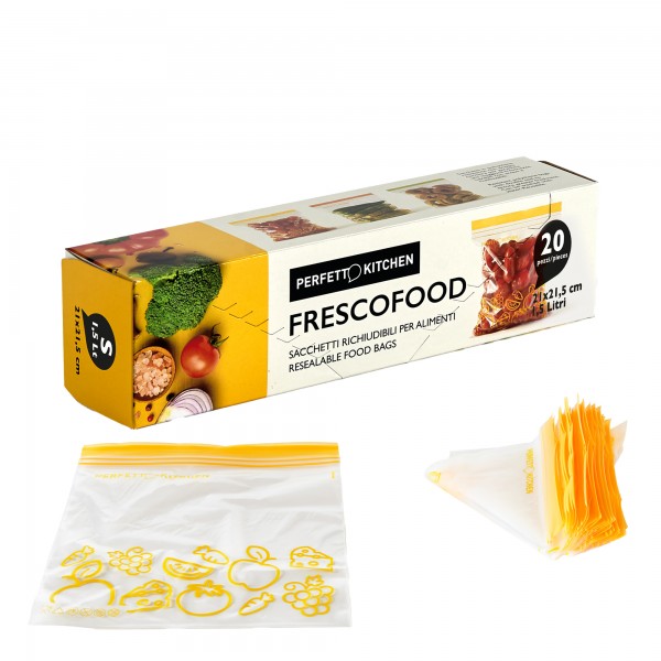 Buste per alimenti FrescoFood - small - 21 x 21,5 cm - PE - Perfetto - conf. 20 pezzi Buste per alimenti FrescoFood - small - 21 x 21,5 cm - PE - Perfetto - conf. 20 pezzi