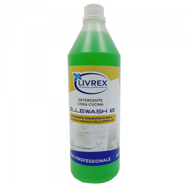 Detergente Ellewash 12 per piatti - 1L - limone - Livrex