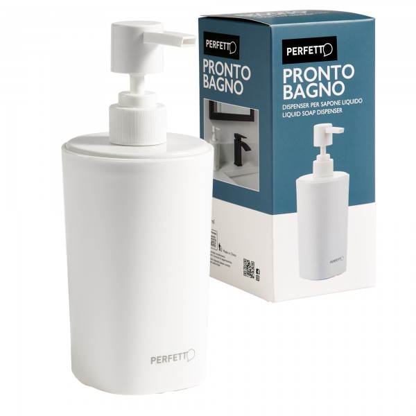 Dispenser sapone liquido Pronto Bagno - diametro 8 cm - 450 ml - PPL - bianco - Perfetto Dispenser sapone liquido Pronto Bagno - diametro 8 cm - 450 ml - PPL - bianco - Perfetto