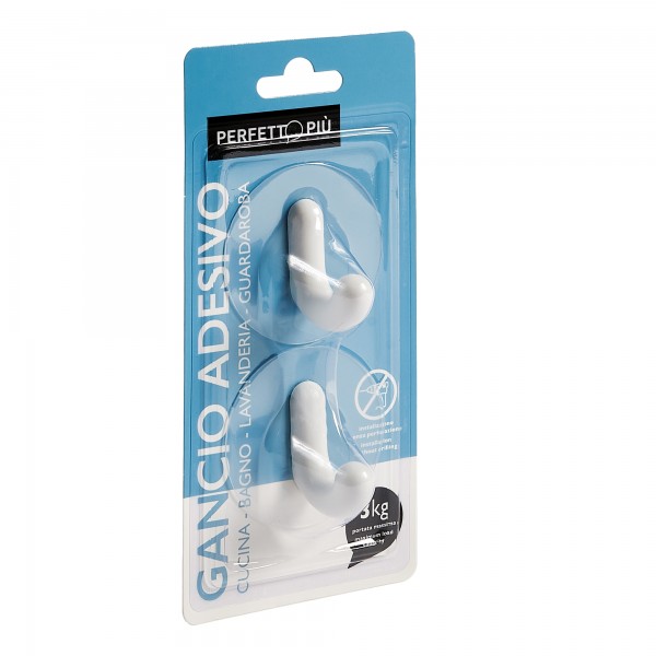 Gancio adesivo - mod.J - Perfetto - conf. 2 pezzi Gancio adesivo - mod.J - Perfetto - conf. 2 pezzi