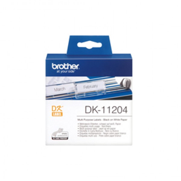 Brother - Rotolo 400 Etichette 17 x 54 mm - Nero/Bianco - DK-11204 Brother - Rotolo 400 Etichette 17 x 54 mm - Nero/Bianco - DK-11204