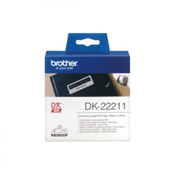 Brother - Nastro adesivo - in pellicola - Nero/Bianco - 29mm x 15,24mt - DK22211 Brother - Nastro adesivo - in pellicola - Nero/Bianco - 29mm x 15,24mt - DK22211
