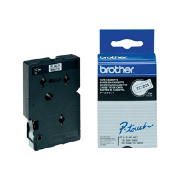 Brother - Nastro - Bianco/Nero - TC201 - 12mm x7,7mt Brother - Nastro - Bianco/Nero - TC201 - 12mm x7,7mt