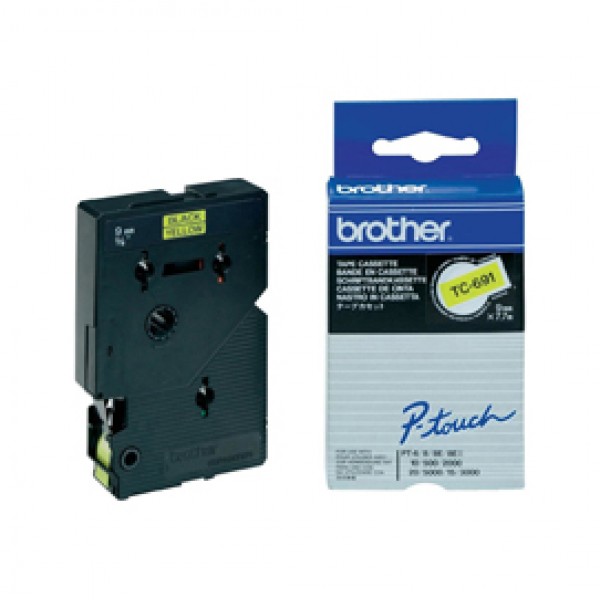 Brother - Nastro - Nero/Giallo - TC691 - 9mm x7,7mt Brother - Nastro - Nero/Giallo - TC691 - 9mm x7,7mt