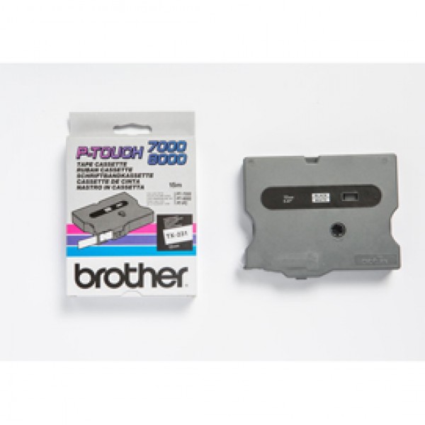 Brother - Nastro - 12mm - Nero su Bianco - per pt-pc - TX231