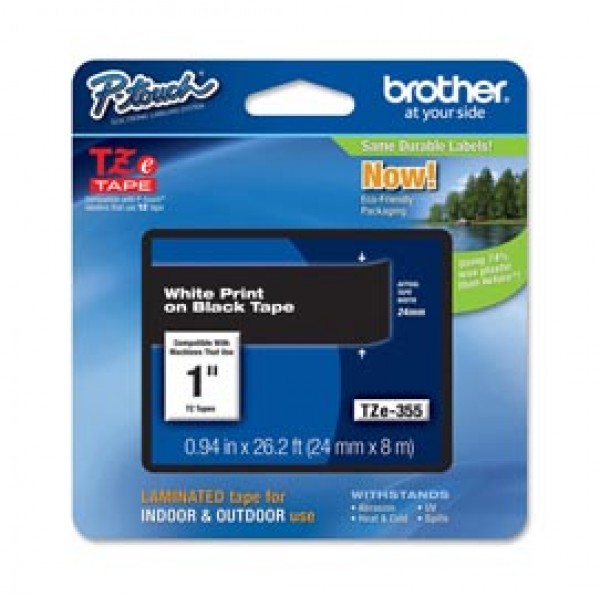 Brother - Nastro - Bianco/Nero - TZE355 - 24mm x 8mt Brother - Nastro - Bianco/Nero - TZE355 - 24mm x 8mt