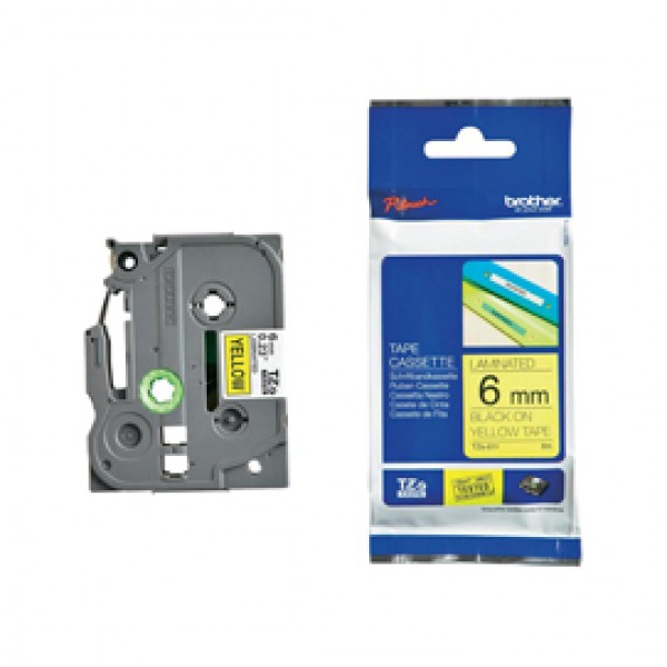 Brother - Nastro - Nero/Giallo - TZE611 - 6mm x 8mt Brother - Nastro - Nero/Giallo - TZE611 - 6mm x 8mt