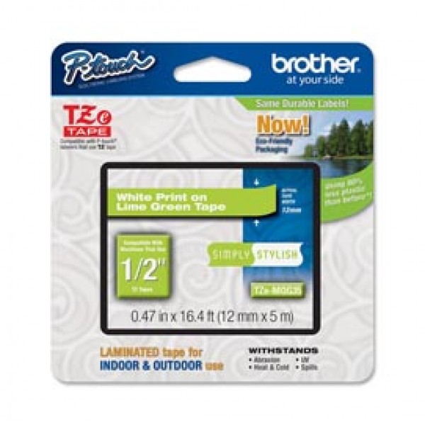 Brother - Nastro - Bianco/Verde acido - TZEMQG35 - 12mm x 5mt Brother - Nastro - Bianco/Verde acido - TZEMQG35 - 12mm x 5mt