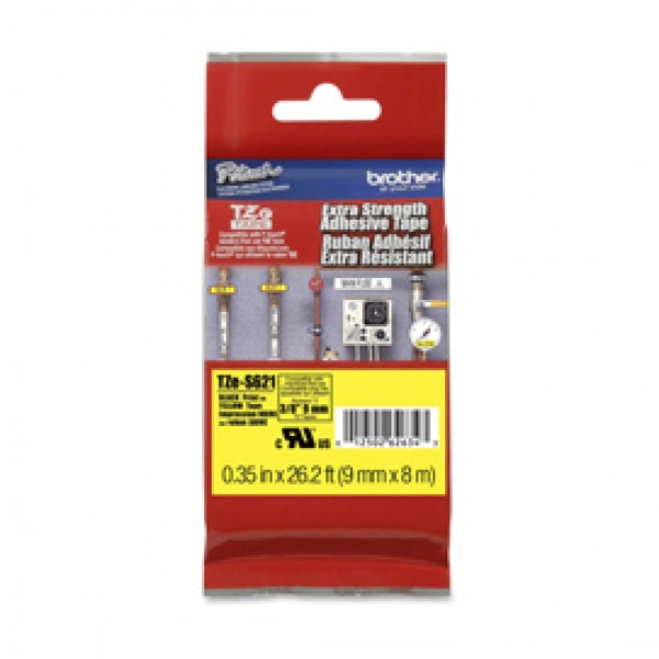 Brother - Nastro con adesivo resistente - Nero/Giallo - TZES621 - 9mm x 8mt Brother - Nastro con adesivo resistente - Nero/Giallo - TZES621 - 9mm x 8mt