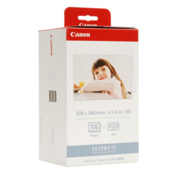 Canon - Carta fotografica - 100 x 148mm, 108 Fogli con inchiostro, kp108ip Canon - Carta fotografica - 100 x 148mm, 108 Fogli con inchiostro, kp108ip