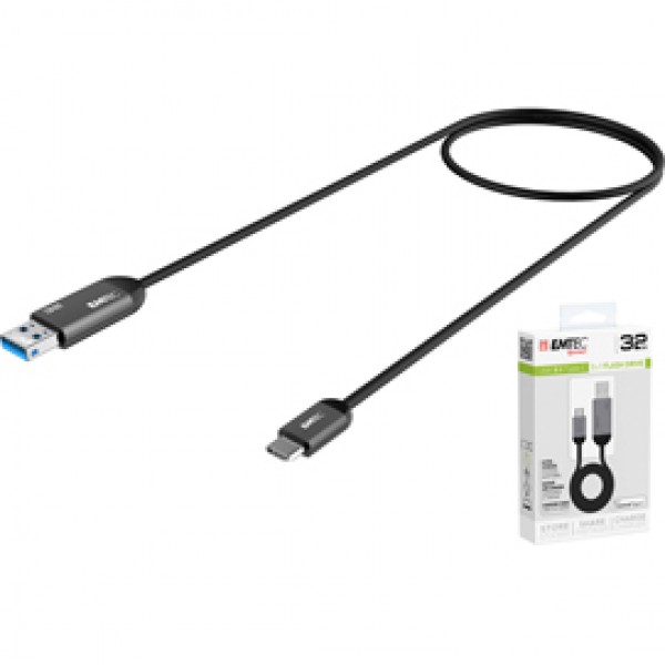 Emtec - Usb 3.1 Duo Type-C - Nero - ECMMD32GT753C - 32GB Emtec - Usb 3.1 Duo Type-C - Nero - ECMMD32GT753C - 32GB