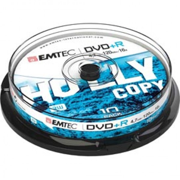 Emtec - DVD+R - registrabile, 4,7GB, 16x spindle - conf. 10 pz Emtec - DVD+R - registrabile, 4,7GB, 16x spindle - conf. 10 pz